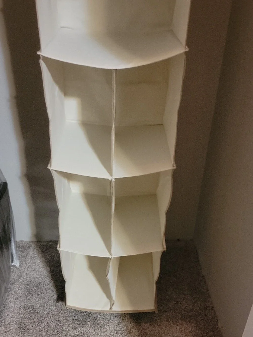Canvas Hanging Closet Organizer - Cream 9-Shelf And 4 Pocket Storage